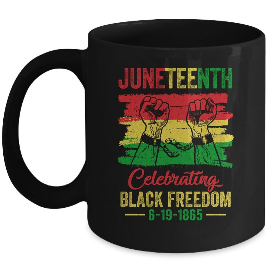 Juneteenth Celebrating Black African Freedom 1865 Flag Mug-Coffee Mug-Mug-Black