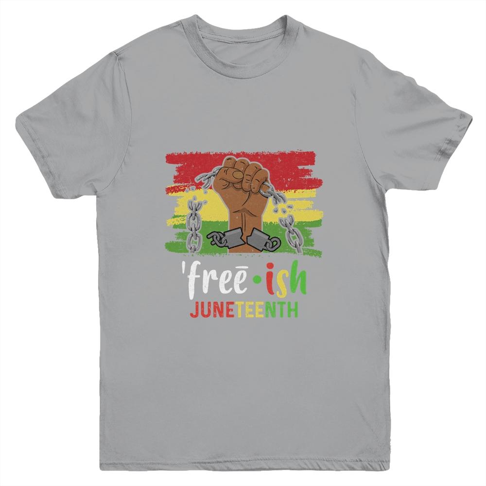Juneteenth Free-Ish Since 1865 Black Pride Juneteenth Youth-Youth Shirt-Youth T-Shirt-Sport Grey