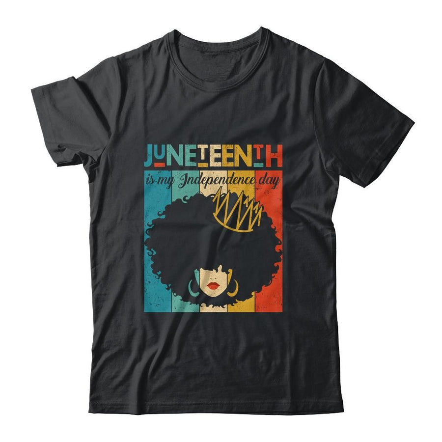 Juneteenth My Independence Day Retro Afro Melanin-T-Shirt & Tank Top-Classic T-Shirt-Black