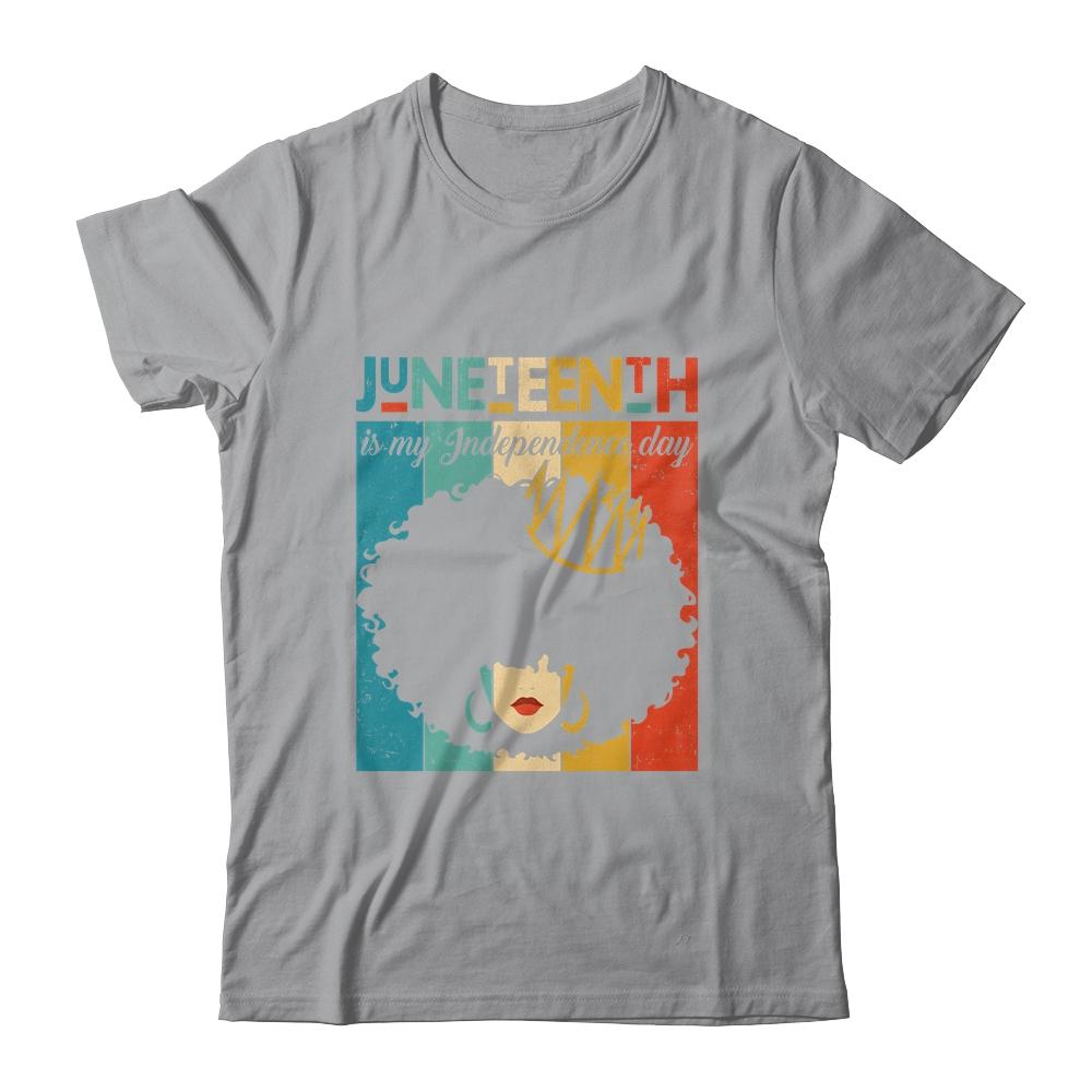 Juneteenth My Independence Day Retro Afro Melanin-T-Shirt & Tank Top-Classic T-Shirt-Sport Grey
