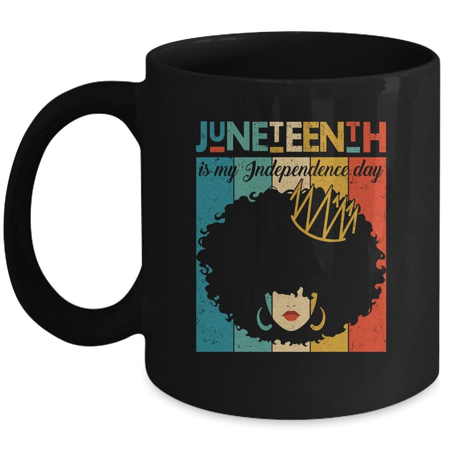 Juneteenth My Independence Day Retro Afro Melanin Mug-Coffee Mug-Mug-Black