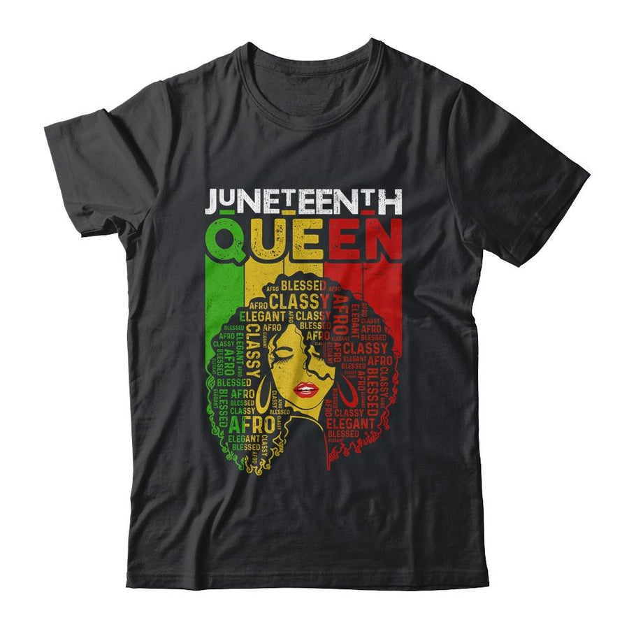 Juneteenth Queen Afro Melanin Black Girl Magic Women Girls-T-Shirt & Tank Top-Classic T-Shirt-Black