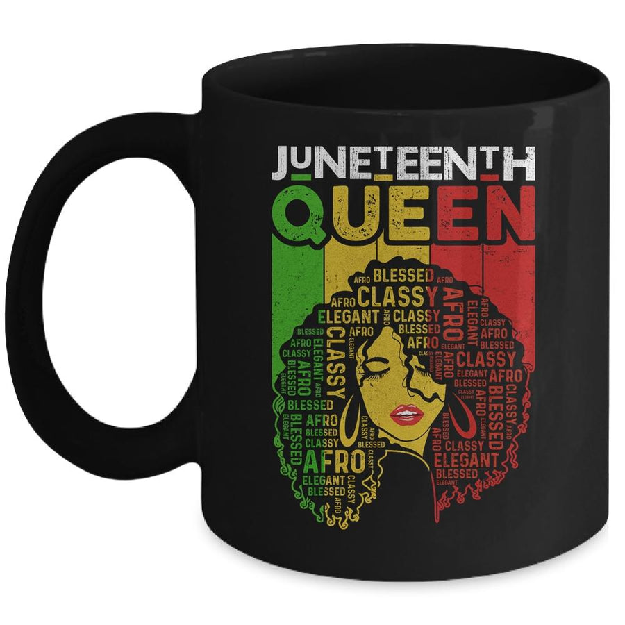 Juneteenth Queen Afro Melanin Black Girl Magic Women Girls Mug-Coffee Mug-Mug-Black