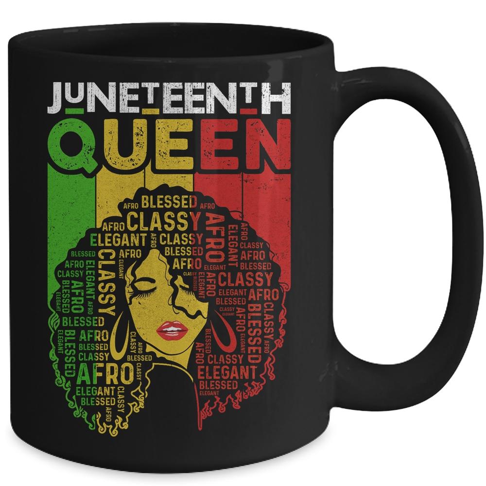 Juneteenth Queen Afro Melanin Black Girl Magic Women Girls Mug-Coffee Mug-