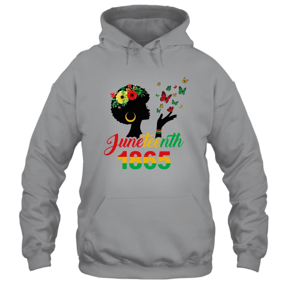 Juneteenth Women Girls Kids Flag 1865-T-Shirt & Tank Top-Pullover Hoodie-Sport Grey