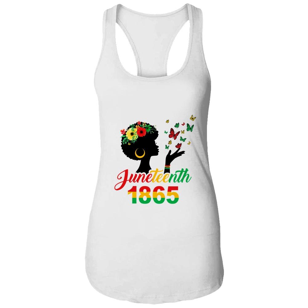 Juneteenth Women Girls Kids Flag 1865-T-Shirt & Tank Top-Women's Ideal Racerback Tank-White