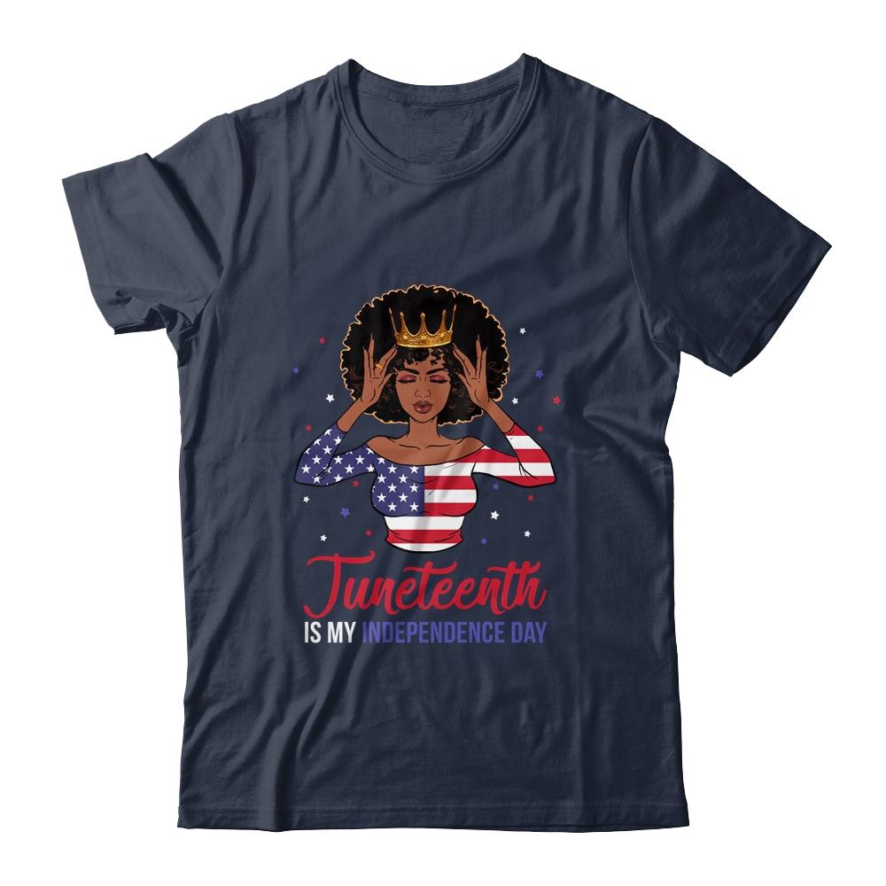 Juneteenth is My Independence Day 4th July Black Afro Flag-T-Shirt & Tank Top-Classic T-Shirt-Navy