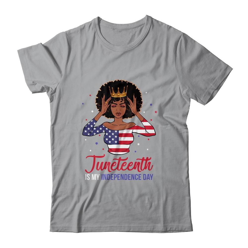 Juneteenth is My Independence Day 4th July Black Afro Flag-T-Shirt & Tank Top-Classic T-Shirt-Sport Grey