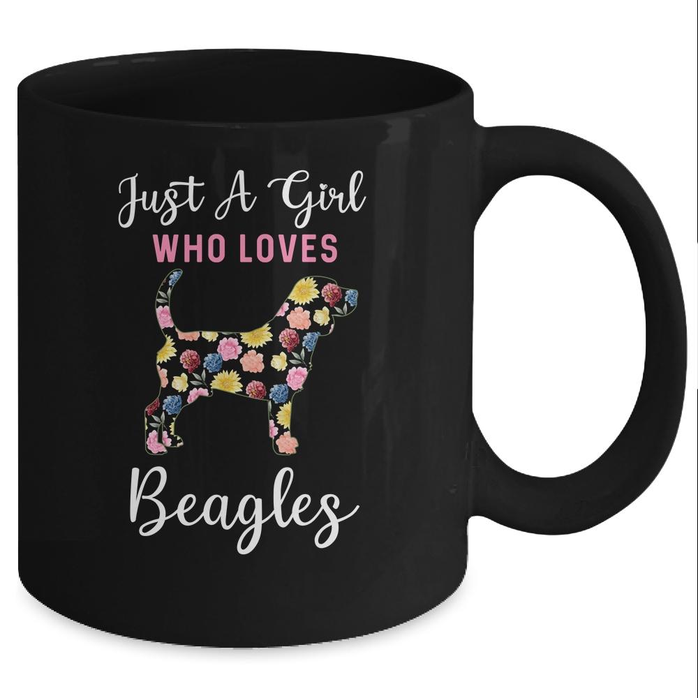 Just A Girl Who Loves Beagle Botanical Flower Mug-Coffee Mug-Mug-Black