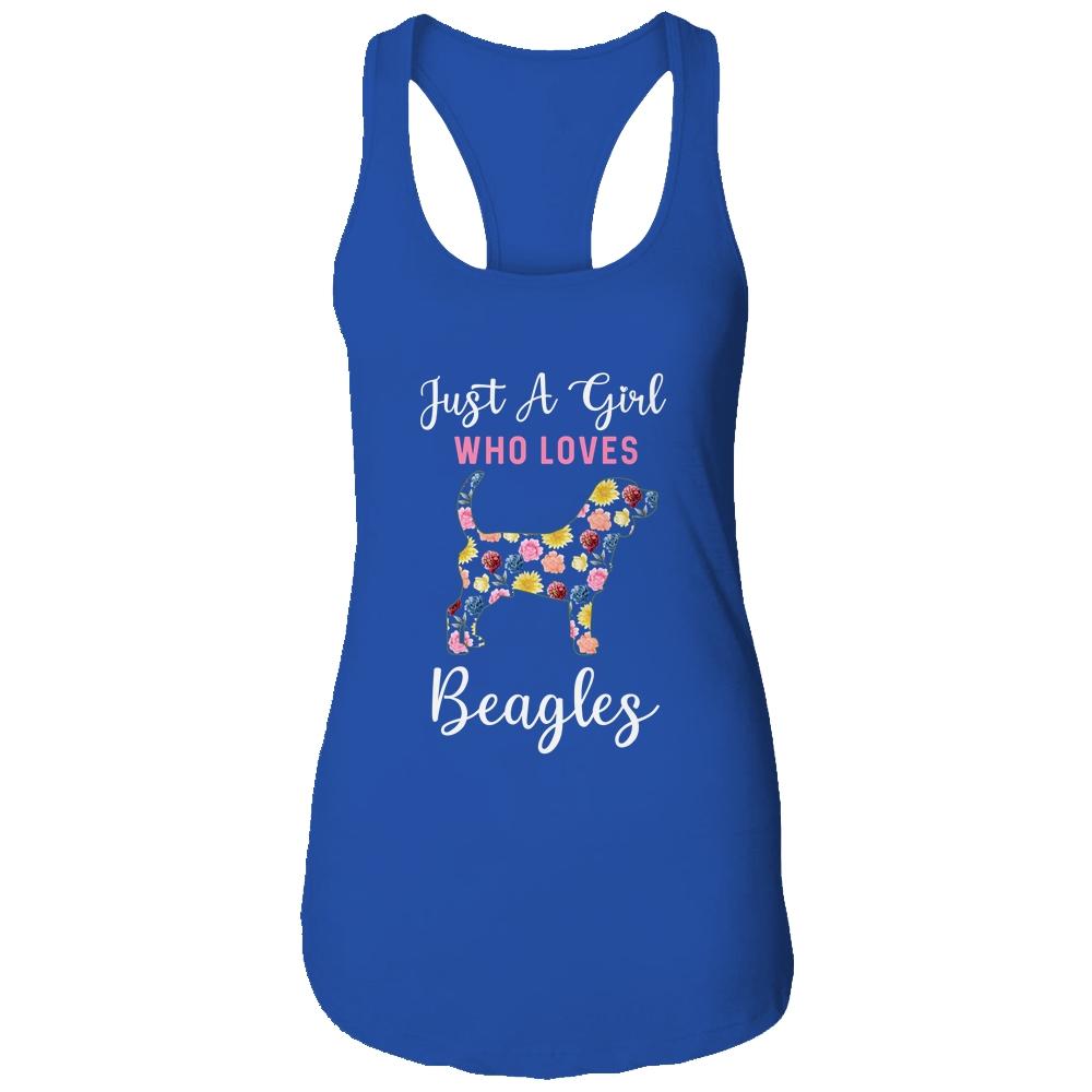 Just A Girl Who Loves Beagle Botanical Flower-T-Shirt & Tank Top-Women's Ideal Racerback Tank-Royal