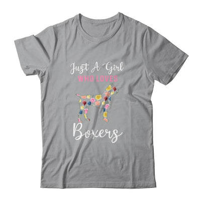Just A Girl Who Loves Boxer Botanical Flower-T-Shirt & Tank Top-Classic T-Shirt-Sport Grey