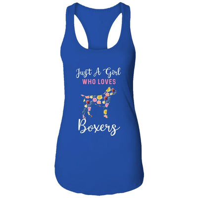 Just A Girl Who Loves Boxer Botanical Flower-T-Shirt & Tank Top-Women's Ideal Racerback Tank-Royal