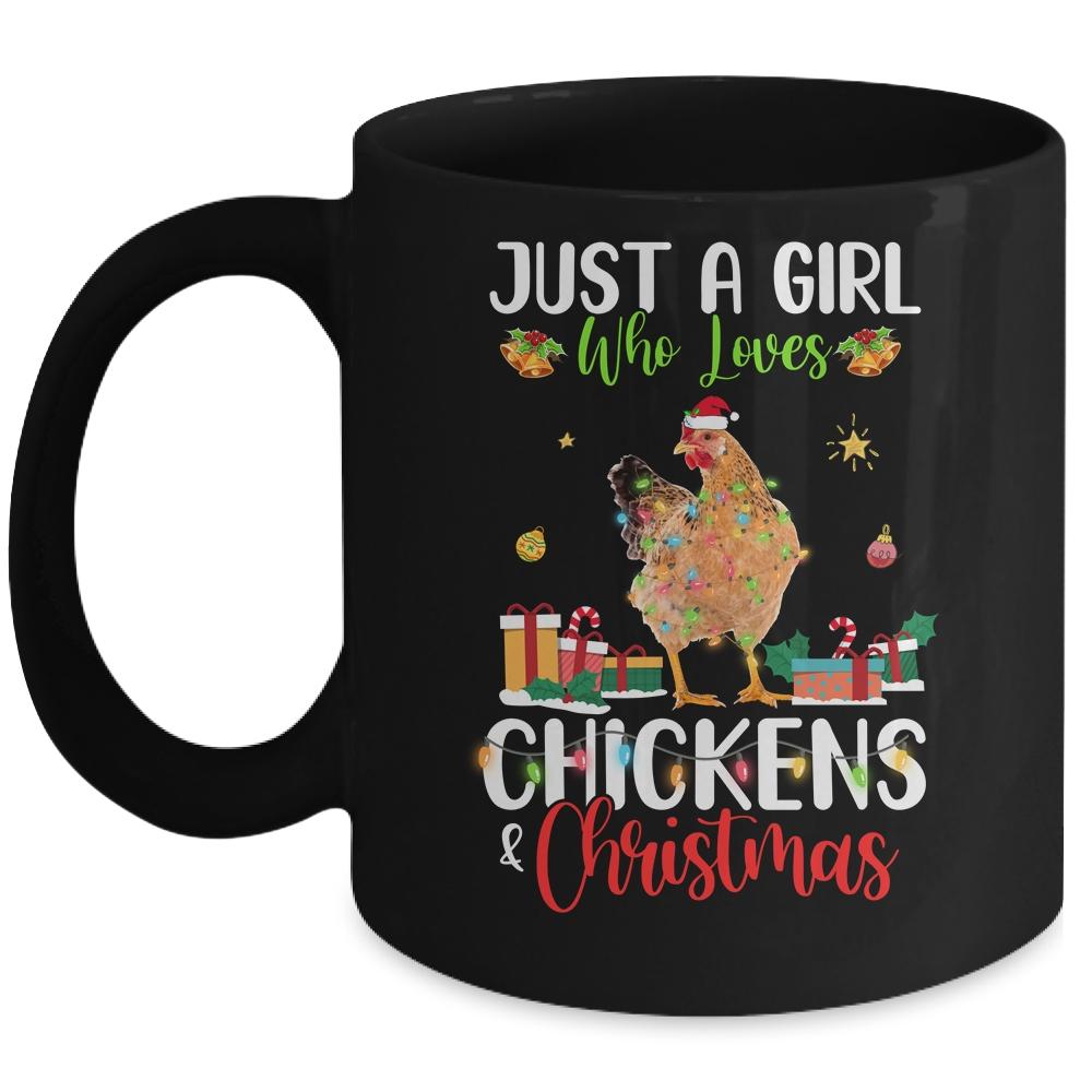 Just A Girl Who Loves Chickens And Christmas Funny Farmer Mug-Coffee Mug-Mug-Black