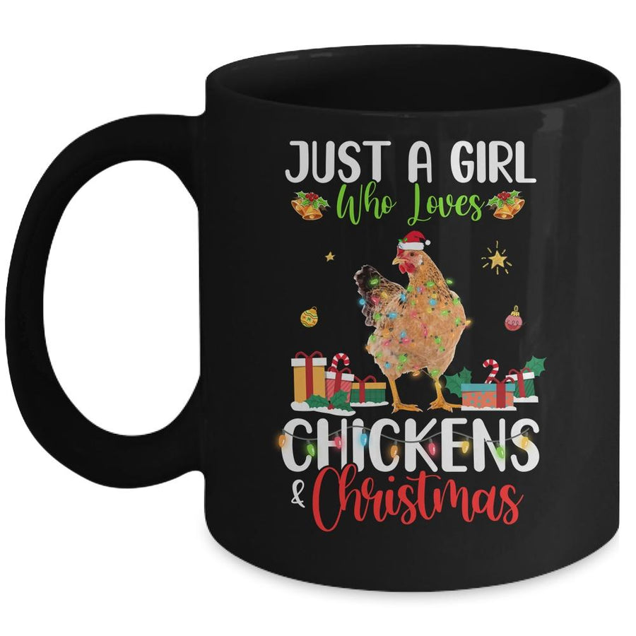 Just A Girl Who Loves Chickens And Christmas Funny Farmer Mug-Coffee Mug-Mug-Black