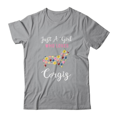 Just A Girl Who Loves Corgi Botanical Flower-T-Shirt & Tank Top-Classic T-Shirt-Sport Grey