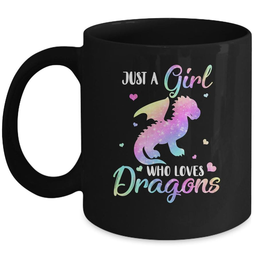 Just A Girl Who Loves Dragons Cute Dragon Teen Girls Gift Mug-Coffee Mug-Mug-Black