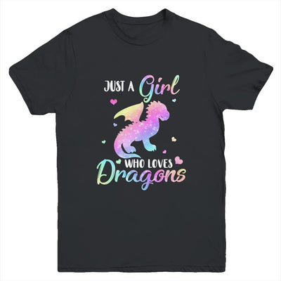 Just A Girl Who Loves Dragons Cute Dragon Teen Girls Gift Youth-Youth Shirt-Youth T-Shirt-Black