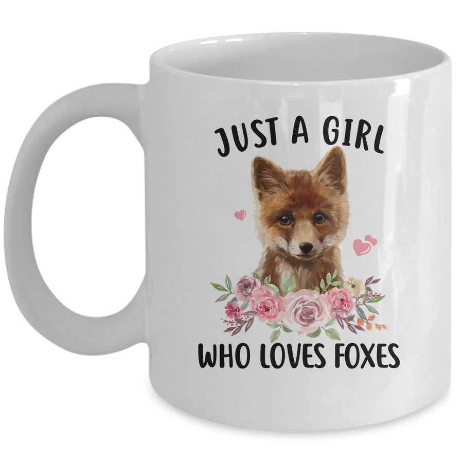 Just A Girl Who Loves Foxes Cute Fox Lover Funny Mug-Coffee Mug-Mug-White