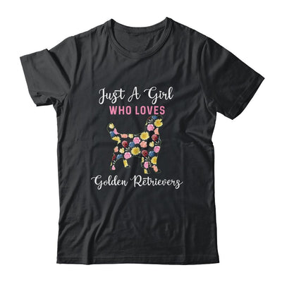 Just A Girl Who Loves Golden Retriever Botanical Flower-T-Shirt & Tank Top-Classic T-Shirt-Black
