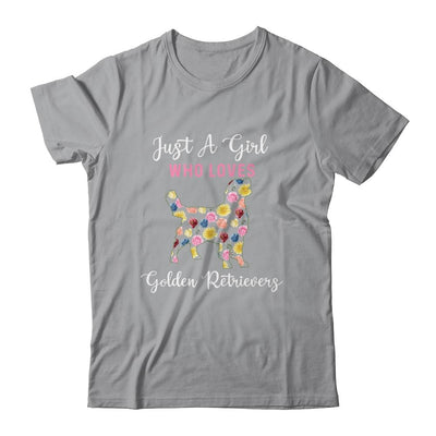 Just A Girl Who Loves Golden Retriever Botanical Flower-T-Shirt & Tank Top-Classic T-Shirt-Sport Grey