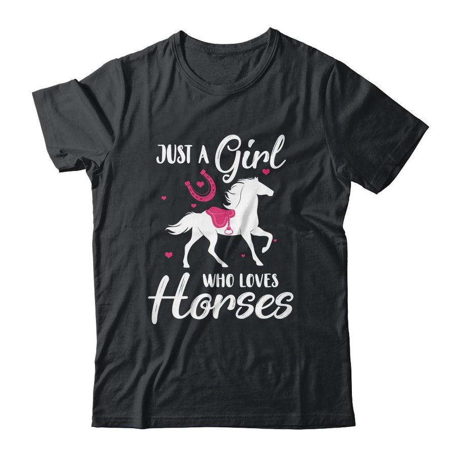 Just A Girl Who Loves Horses Cow girl Horse Girl Riding Gift-T-Shirt & Hoodie-Classic T-Shirt-Black