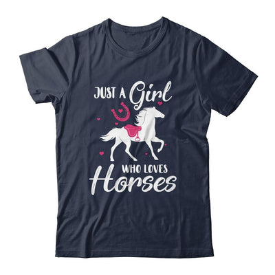 Just A Girl Who Loves Horses Cow girl Horse Girl Riding Gift-T-Shirt & Hoodie-Classic T-Shirt-Navy