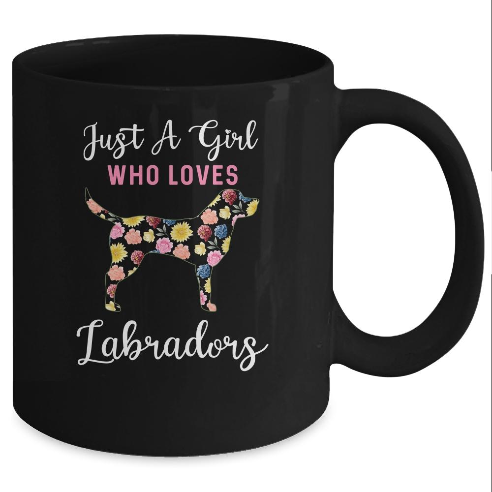 Just A Girl Who Loves Labrador Botanical Flower Mug-Coffee Mug-Mug-Black