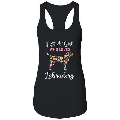 Just A Girl Who Loves Labrador Botanical Flower-T-Shirt & Tank Top-Women's Ideal Racerback Tank-Black