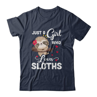 Just A Girl Who Loves Sloths-T-Shirt & Tank Top-Classic T-Shirt-Navy