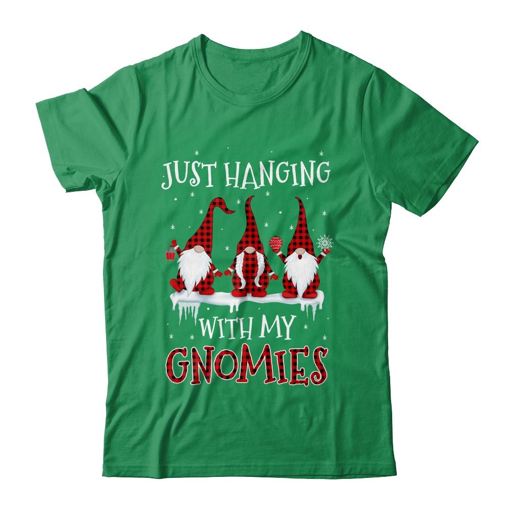 Just Hanging With My Gnomies Buffalo Plaid Funny Christmas-T-Shirt & Sweatshirt-Classic T-Shirt-Irish Green