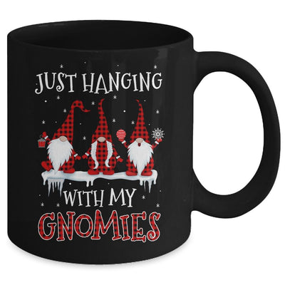 Just Hanging With My Gnomies Buffalo Plaid Funny Christmas Mug-Coffee Mug-Mug-Black