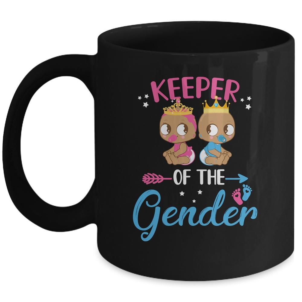 Keeper Of The Gender Reveal Tee Black Girl Or Boy Blue Pink Mug