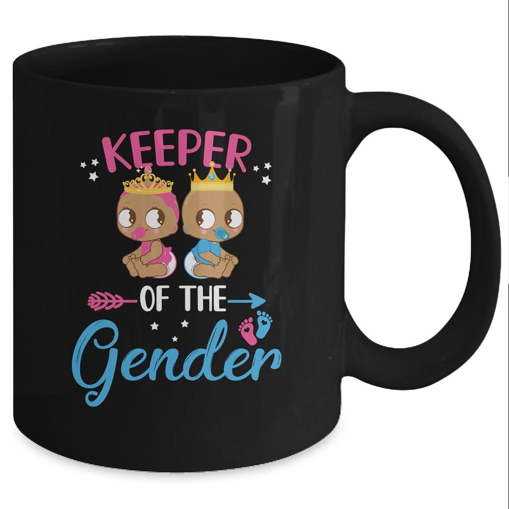 Keeper Of The Gender Reveal Tee Black Girl Or Boy Blue Pink Mug-Coffee Mug-Mug-Black