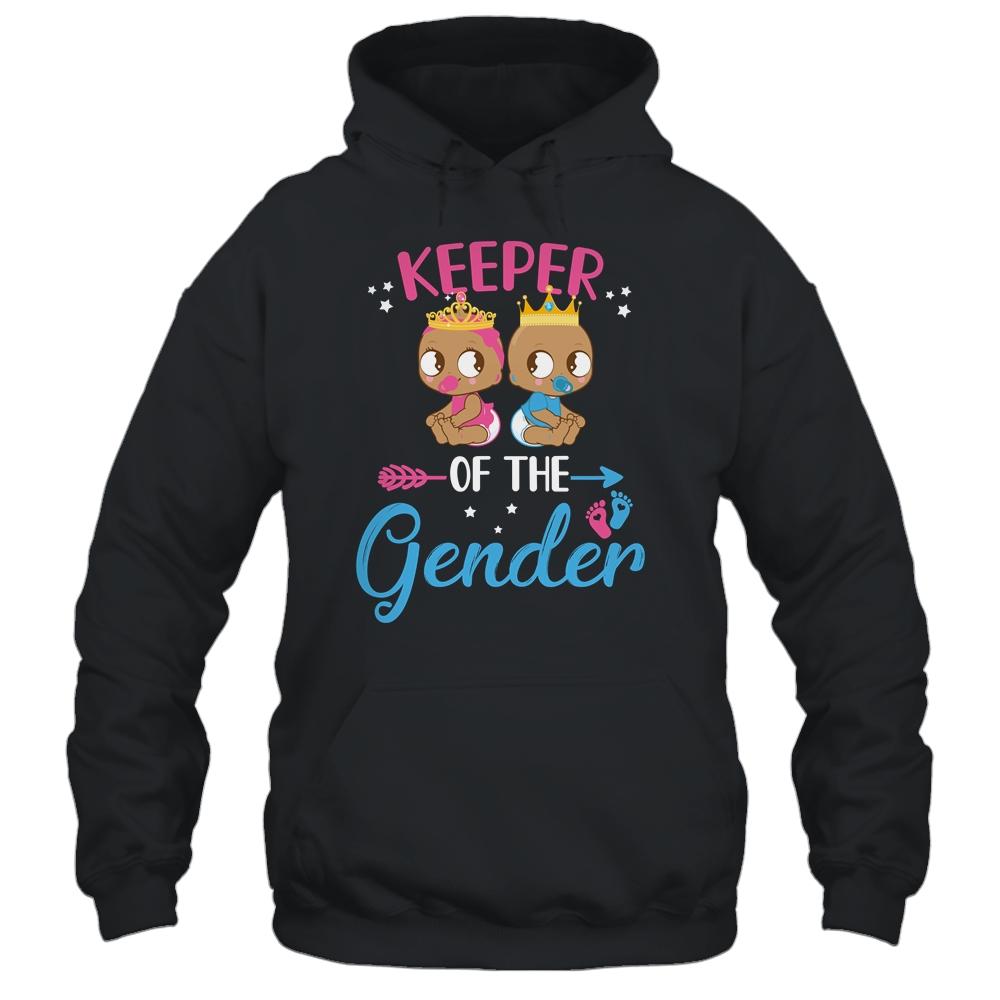 Keeper Of The Gender Reveal Tee Black Girl Or Boy Blue Pink-T-Shirt & Hoodie-Pullover Hoodie-Black