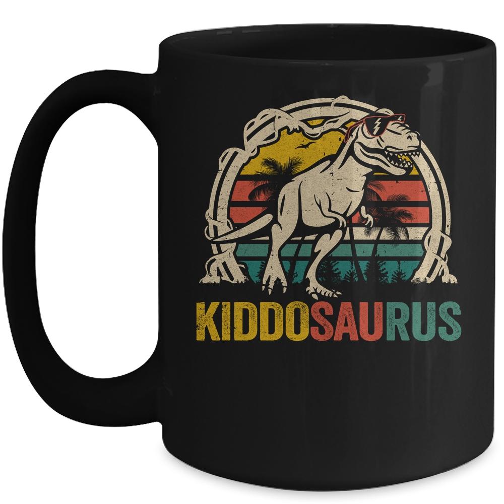 Kiddosaurus T Rex Dinosaur Kiddo Saurus Family Matching Mug-Coffee Mug-Mug-Black