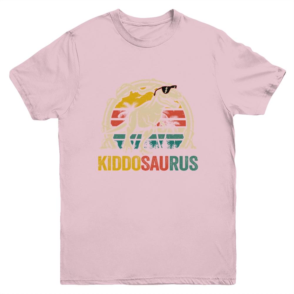 Kiddosaurus T Rex Dinosaur Kiddo Saurus Family Matching Youth-Youth Shirt-Youth T-Shirt-Light Pink
