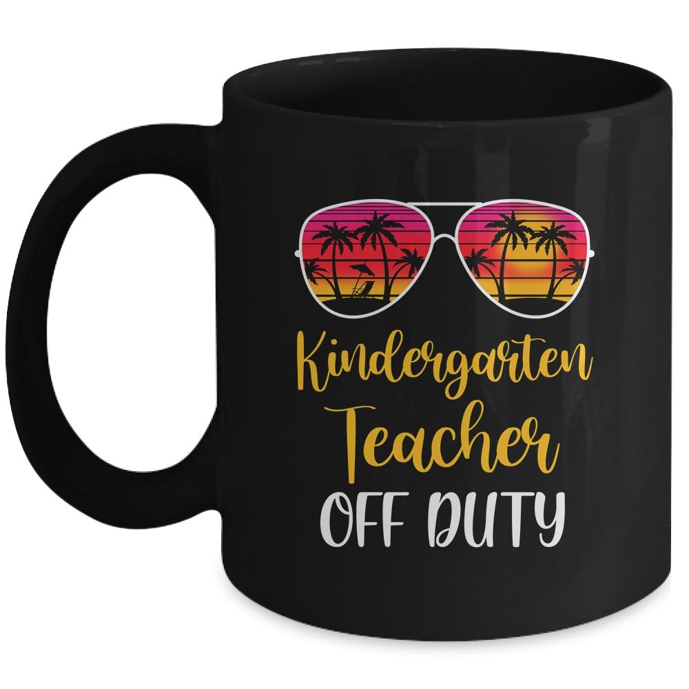 Kindergarten Teacher Off Duty Sunglasses Beach Sunset Mug-Coffee Mug-Mug-Black