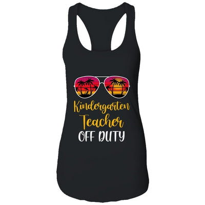 Kindergarten Teacher Off Duty Sunglasses Beach Sunset-T-Shirt & Tank Top-Women's Ideal Racerback Tank-Black