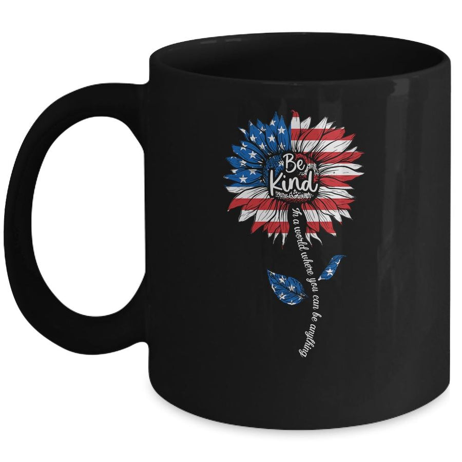 Kindness Sunflower Flag 4th July Patriotic Sunflower Mug-Coffee Mug-Mug-Black
