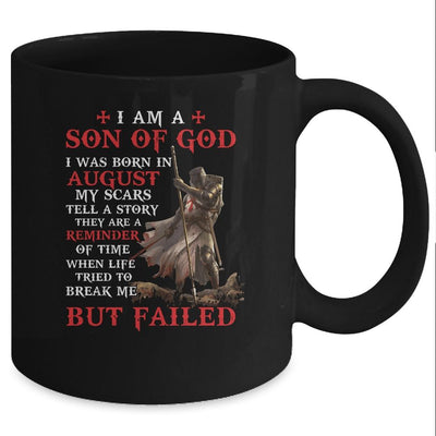 Knight Templar I Am A Son Of God I Was Born In August Mug-Coffee Mug-Mug-Black