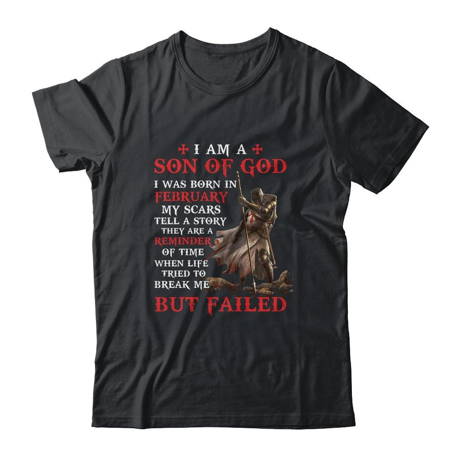 Knight Templar I Am A Son Of God I Was Born In February-T-Shirt & Hoodie-Classic T-Shirt-Black