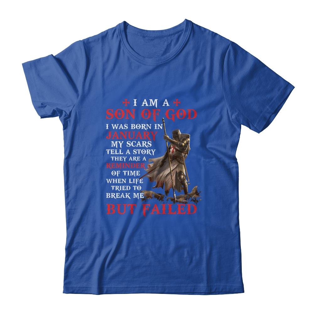Knight Templar I Am A Son Of God I Was Born In January-T-Shirt & Hoodie-Classic T-Shirt-Royal