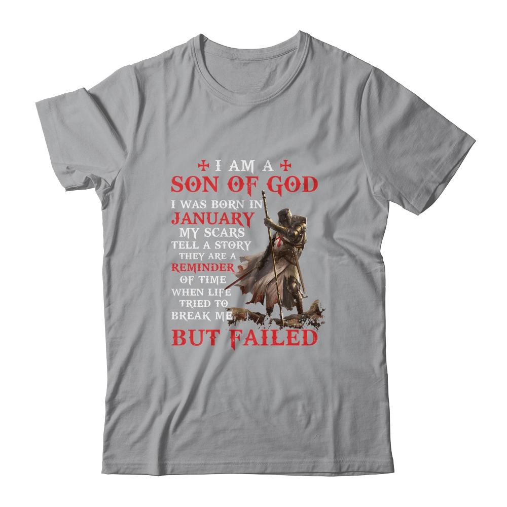 Knight Templar I Am A Son Of God I Was Born In January-T-Shirt & Hoodie-Classic T-Shirt-Sport Grey