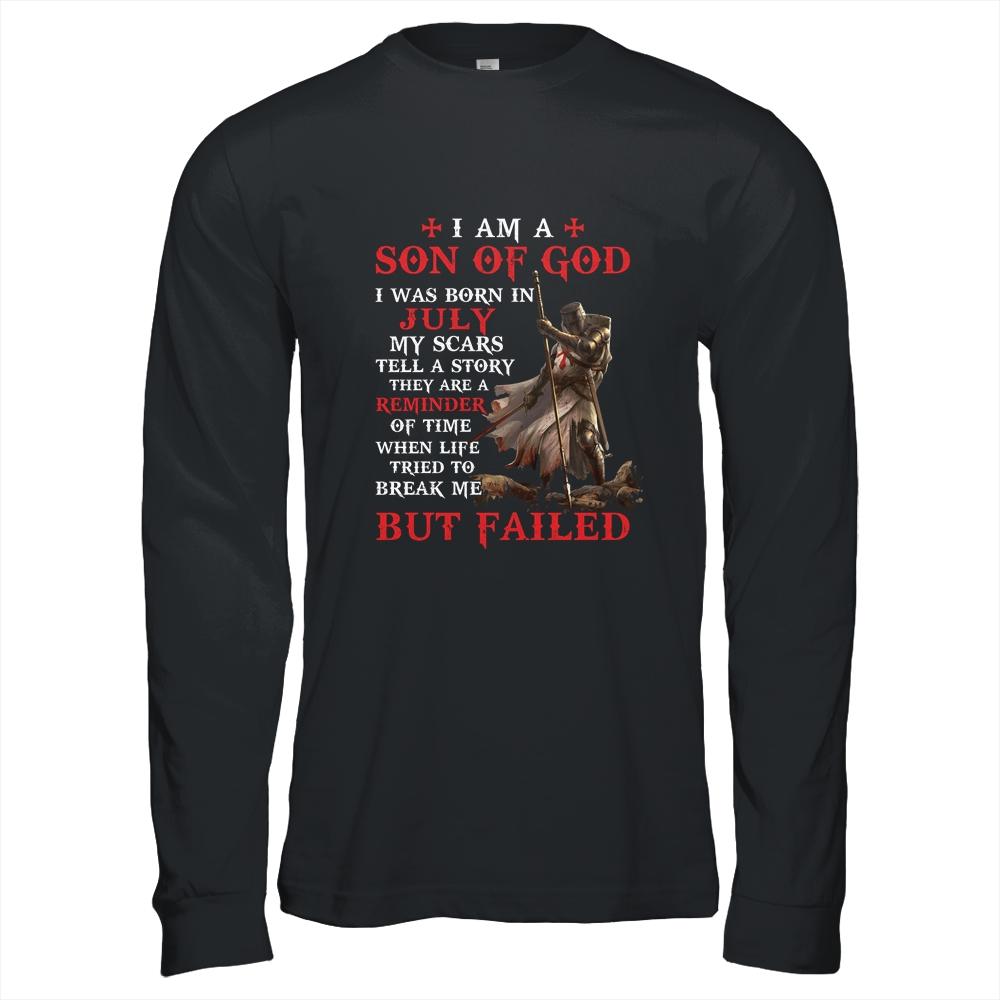 Knight Templar I Am A Son Of God I Was Born In July-T-Shirt & Hoodie-Long Sleeve T-Shirt-Black