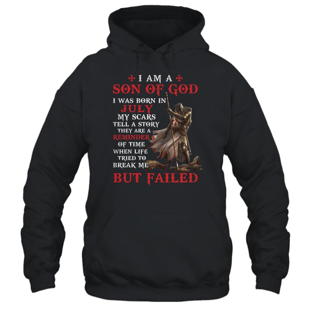 Knight Templar I Am A Son Of God I Was Born In July-T-Shirt & Hoodie-Pullover Hoodie-Black