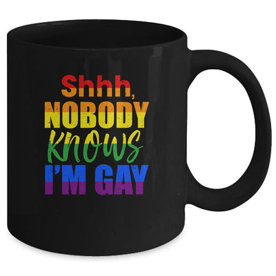 LGBTQ Equality Bisexual Lesbian Shh Nobody Knows Im Gay Mug-Coffee Mug-