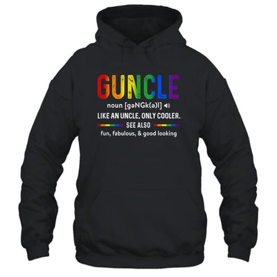LGBT Gay Pride Guncle Definition Rainbow Uncle Lover Support-T-Shirt & Hoodie-Pullover Hoodie-Black