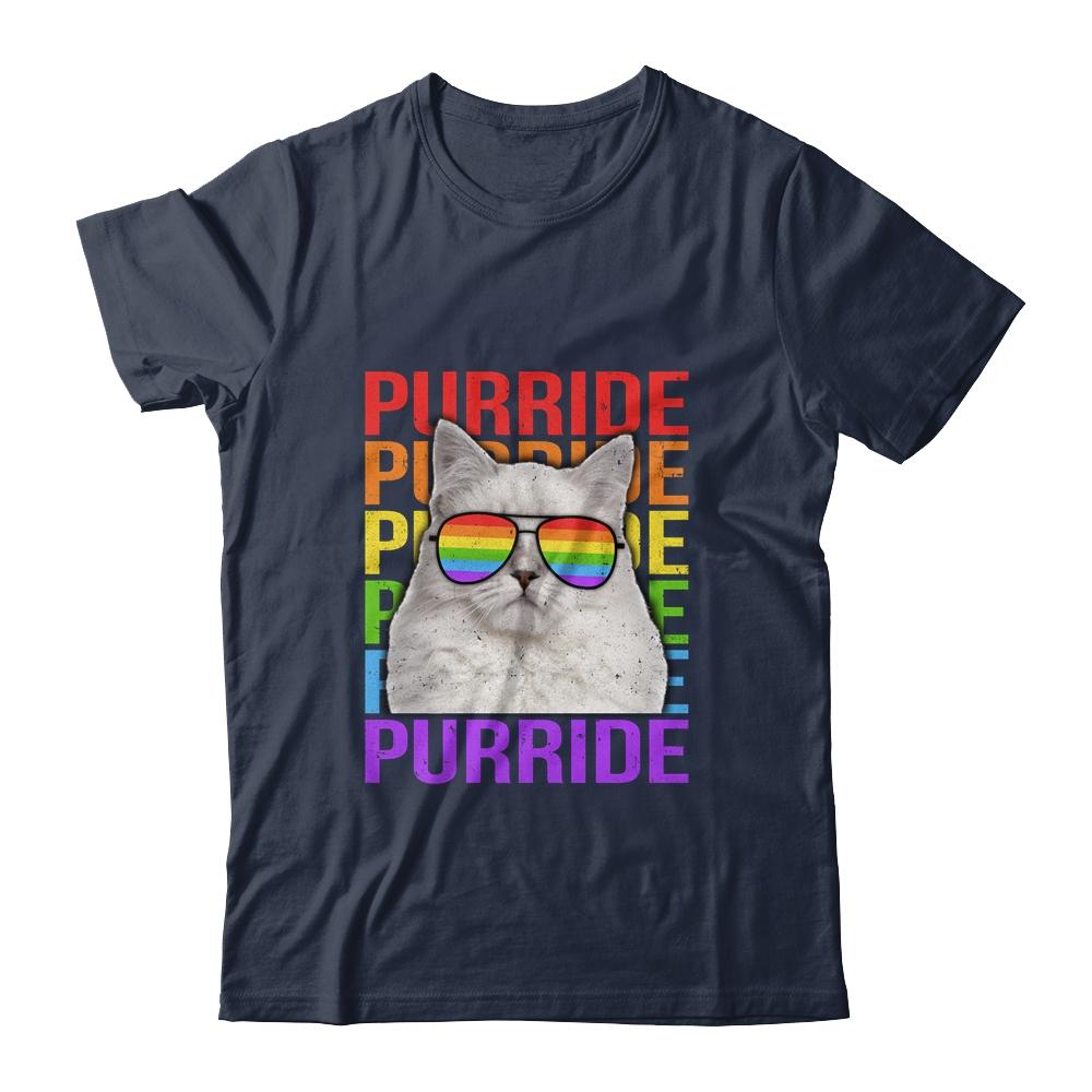LGBT Purride Gay Pride Rainbow Cat Lover Funny-T-Shirt & Tank Top-Classic T-Shirt-Navy