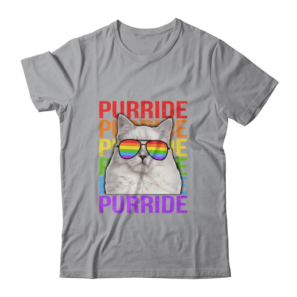 LGBT Purride Gay Pride Rainbow Cat Lover Funny-T-Shirt & Tank Top-Classic T-Shirt-Sport Grey