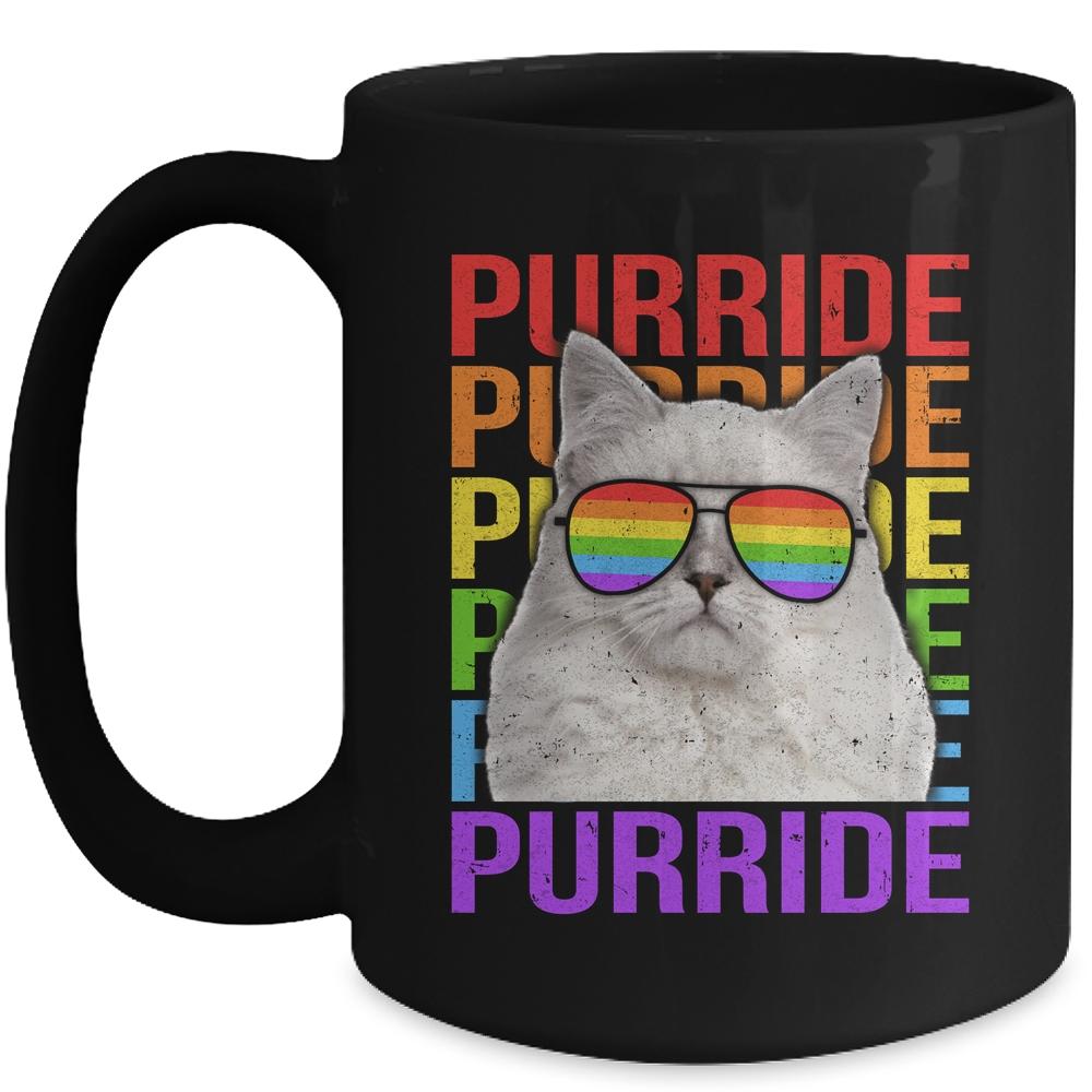 LGBT Purride Gay Pride Rainbow Cat Lover Funny Mug-Coffee Mug-Mug-Black